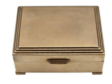 Doos - Art Deco doos met houten interieur - Messing, Hout, Antiek en Kunst