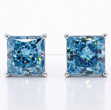 Oorstekers - 18 karaat Witgoud - 30.16ct. tw. Blauw Diamant