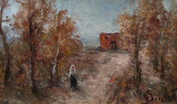 Gaetano Bocchetti - Paesaggio autunnale con figure