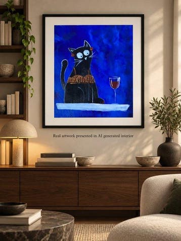 Tetiana Zaitseva - Acrylic Painting Lady Cat no 341