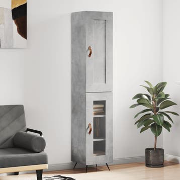 vidaXL buffetkast 34,5x34x180 cm bewerkt hout betongrijs, Huis en Inrichting, Kasten | Buffetkasten, Minder dan 50 cm, Verzenden