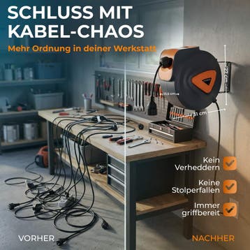 Kabelhaspel Automatisch 20m + 1,5m Aansluitkabel (Tuinieren), Verzenden, Nieuw