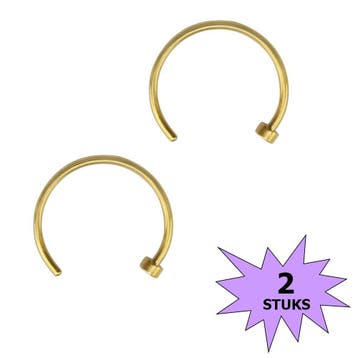Fako Bijoux - Neuspiercing - Open Ring - 10mm - Goudkleurig, Sieraden, Tassen en Uiterlijk, Verzenden, Nieuw