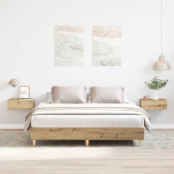 vidaXL Bedframe zonder matras 140x200 cm spaanplaat, Bruin, Verzenden, 140 cm, 200 cm