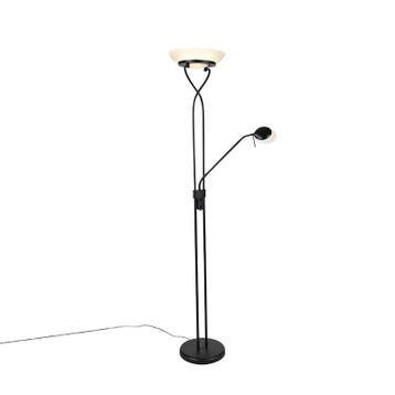Vloerlamp zwart incl. LED en dimmer met leeslamp dim to, Verzenden, Nieuw, Modern