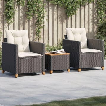 vidaXL 3-delige Bistroset met kussens poly rattan en, Verzenden, Nieuw