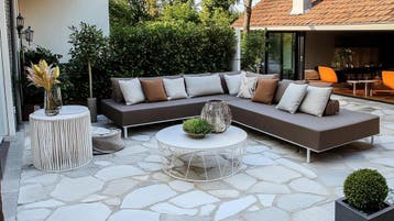 Brasil White flagstones / flagstones Brasil White kwartsiet, Nieuw, Natuursteen, Terrastegels