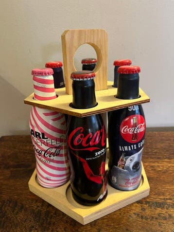 Fles (6) - Aluminium, Hout - Presentatierek voor 6 flessen
