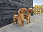 Beeld, Large Set Dogs - 49.5 cm - Hout