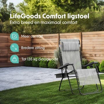 2dekans | LifeGoods Opvouwbare Tuinstoel - Ligstoel Tuin -, Ophalen of Verzenden, Zo goed als nieuw