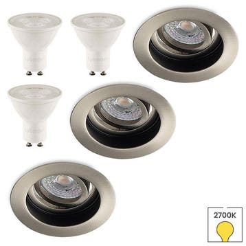 Set van 3 inbouwspots Moreda aluminium + LED spots GU10, Verzenden, Nieuw, Overige typen