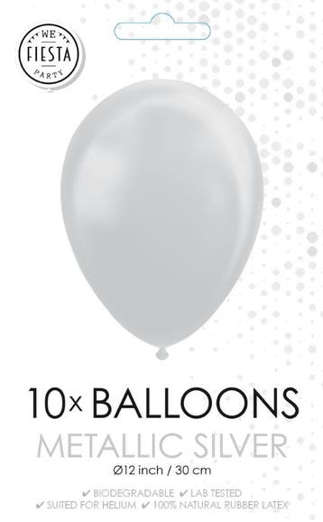 10x Ballonnen Metallic Silver, Verzenden, Nieuw, Versiering, Verjaardag