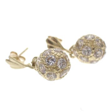 Gouden oorbellen met zirconia stenen, Gebruikt, Ophalen of Verzenden, Met edelsteen, Goud