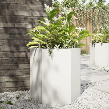 vidaXL Plantenbak zeshoek 46x40x45 cm staal wit, Verzenden, Nieuw, Metaal