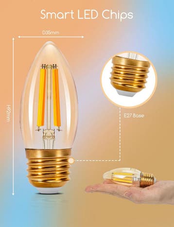 E27 LED lamp - Dimbaar - Filament lamp - 4,5W - 4 stuks - Ai, Huis en Inrichting, Verzenden, Zo goed als nieuw