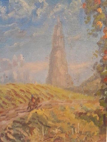 Aleksandr Kharitonov (1932-1993) - Paesaggio con un, Antiek en Kunst, Kunst | Schilderijen | Klassiek