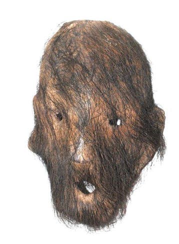 Ongewone oude leren masker van de Magar-sjamaan, 26 cm,, Antiek en Kunst