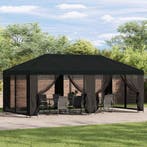 vidaXL Paviljoen met zijwanden 6 x 3 m Zwart Polyester en, Tuin en Terras, Verzenden, Nieuw