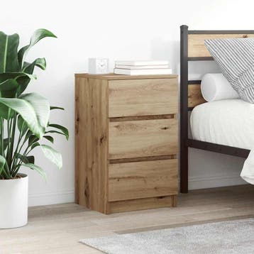 vidaXL Nachtkastje met 3 lades 39x35x65 cm artisan, Verzenden, Nieuw, Hout