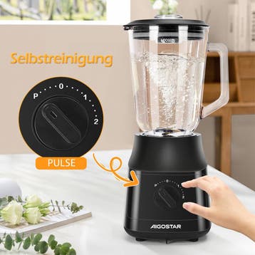 Blender - Smoothie Maker - Glazen kan - 1,5L - 800W - Zwart, Witgoed en Apparatuur, Blenders, Verzenden, Zo goed als nieuw