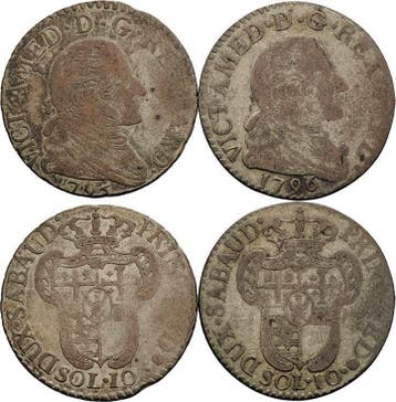 10 Soldi 1795 en 1796 Italien-sardinien Vittorio Amadeo I..., Verzenden