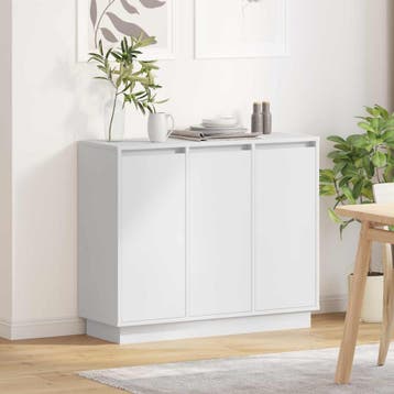 vidaXL LED Sideboard Wit 90 x 32 x 75 cm Bewerkt hout, Minder dan 50 cm, Verzenden, Nieuw, Minder dan 100 cm