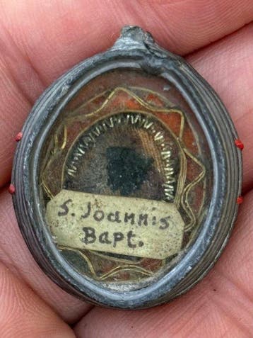 Reliekhouder - Metaal, Glas, Textiel - 1800-1850 - Johannes