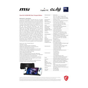 MSI Claw 8 AI+ Gaming Handheld, Polar Tempest Edition, 8..., Computers en Software, Verzenden, Nieuw
