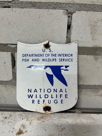 Vintage U.S. National Wildlife Refuge geëmailleerd bord –