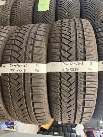 215-55-17 Continental Winterbanden 7mm Montage 215 55 17, Ophalen, 17 inch, Winterbanden, Band(en)