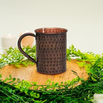 Puur koperen mok gehamerd antique – 400 ml (150 g; zware, Ophalen of Verzenden, Nieuw