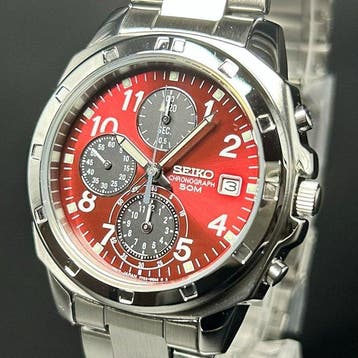 Seiko - Chronograph - Quartz - Red Dial - Zonder