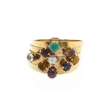 18 Krt. Gouden haremring met een mix van edelstenen, Sieraden, Tassen en Uiterlijk, 18 tot 19, Gebruikt, Ophalen of Verzenden