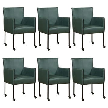 Set van 6 Leren eetkamerstoelen More - Toledo Forrest, Huis en Inrichting, Ophalen of Verzenden, Nieuw, Leer, Vijf, Zes of meer stoelen