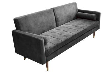 Moderne slaapbank COUTURE 196cm grijs microvelours 3-zits, Ophalen of Verzenden, Nieuw