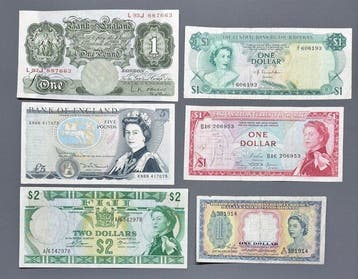 Wereld. - 6 banknotes - various dates (Zonder minimumprijs)