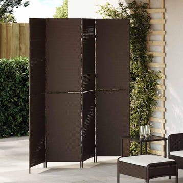 vidaXL Kamerverdeler Bruin 195 x 180 cm poly rattan, Huis en Inrichting, Verzenden, Nieuw