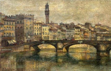 Antonio Salvetti (1854-1931) - Firenze – Veduta dell’Arno