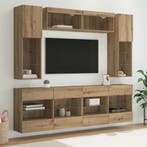 vidaXL TV Wandkast Set met LED 6 pcs Artisan Eik, Huis en Inrichting, Kasten | Televisiemeubels, Minder dan 50 cm, Verzenden, Nieuw