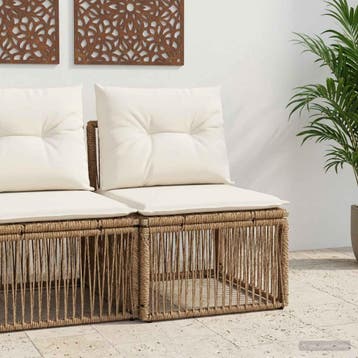 vidaXL Armloze Sofa eenheid Beige poly rattan, Verzenden, Nieuw, Rotan