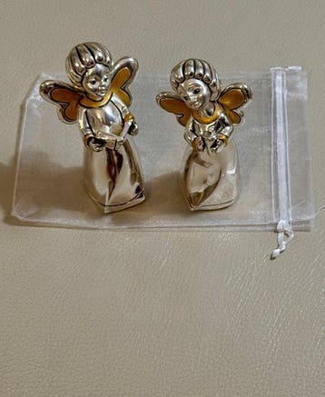 Bongelli Preziosi - Beeldje - “Gold Winged” ANGELS (2) - 925, Antiek en Kunst