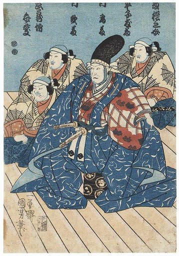 Original Woodblock Print - scene from the kabuki play The
