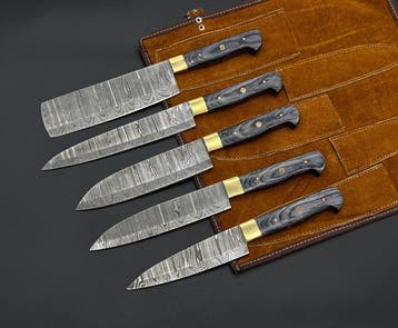 Japanese Style Kitchen Knife SET With Leather BAG Included -