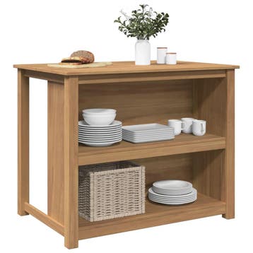 vidaXL Keukeneiland Panama 112x77x90 cm massief grenenhout, Huis en Inrichting, Verzenden, Nieuw, Bruin