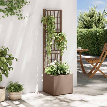 vidaXL Tuinbloembak met klimrek Bruin 36 x 36 x 140 cm PP, Tuin en Terras, Verzenden, Nieuw, Minder dan 60 cm, 60 cm of meer