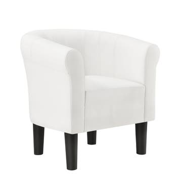 Kuipstoel Ariel schelpen fauteuil kunstleer 70x70x58 cm wit, Verzenden, Nieuw