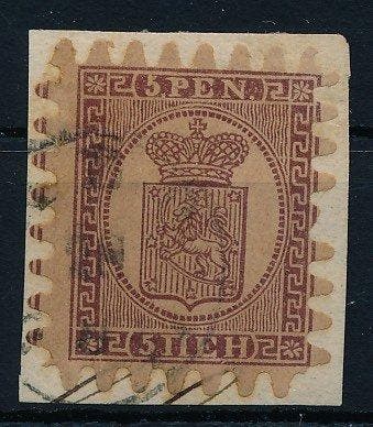 Finland 1858 - Wapen tekening 5 kopeken bruinpaars,, Gestempeld