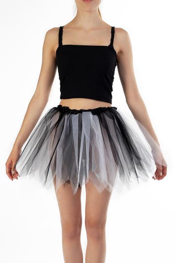 KIMU® Tutu Zwart Wit Tule Rokje M L 164 170 176 Zwarte Petti, Ophalen of Verzenden, Nieuw, Maat 38/40 (M), Carnaval