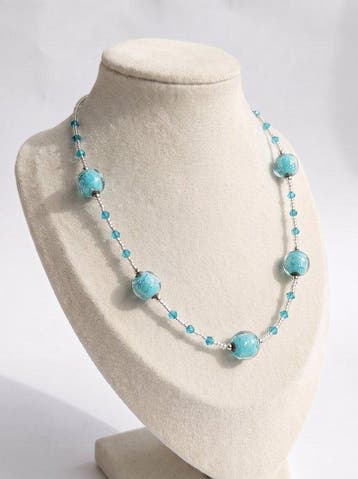 Murano-glas, ondergedompeld zilver - Halsketting - Prinses