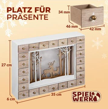 Adventskalender Winterlandschap Hout LED (Kerst artikelen), Verzenden, Nieuw